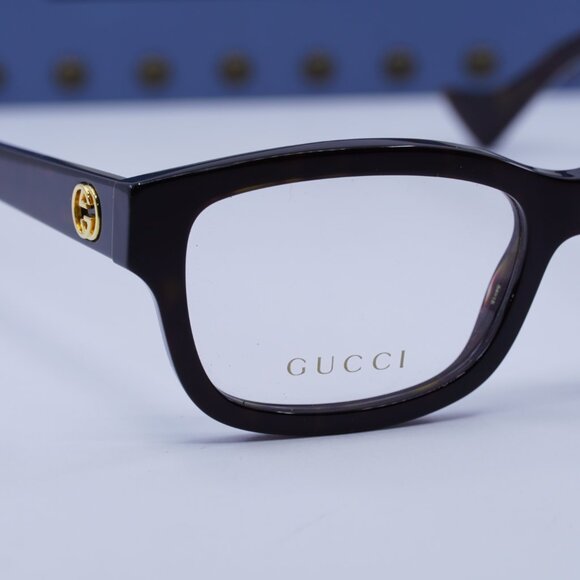 Gucci GG1259O 005 Rectangle 54mm Eyeglasses - Dark Havana - Picture 2 of 12